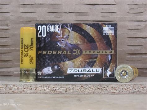 5 Round Box 20 Gauge 2 75 Inch 3 4 Ounce Federal Rifled TruBall Slug