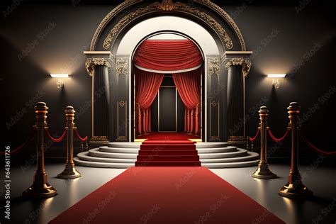 VIP Luxury Entrance With Red Carpet Generative Ai Stock Illustration