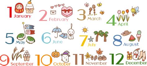 Illustration set of 12 months of Japanese traditions 17722730 Vector ...