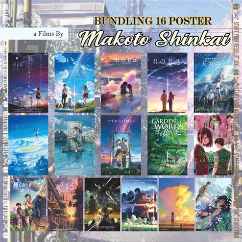 Jual Paket Bundle Poster Anime Manga Film Makoto Shinkai Kimi No