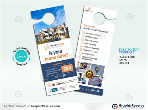 House Cleaning Service Door Hanger Design Canva Template Graphic