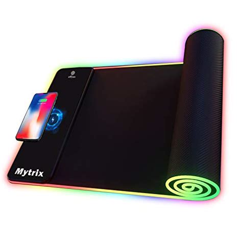 Large Wireless Charger Extended RGB Mouse Pad, Non-Slip Rubber Base 10 Lighting Modes, High ...