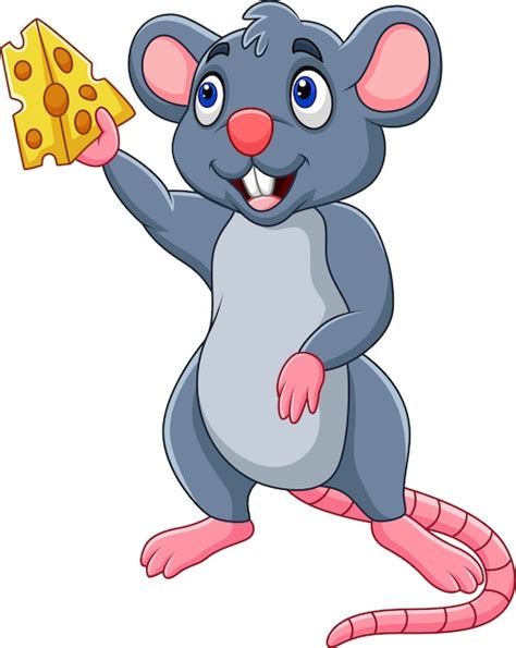 Premium Vector Cartoon Mouse Holding Slice Of Cheese