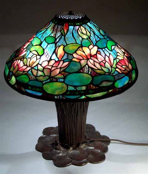 Water Lily Lamp On Cattail Lilypad Bronze Base