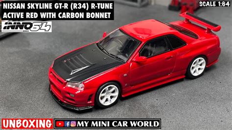 『my Mini Car World』unboxing Inno64 1 64 Nissan Skyline Gt R R34 R Tune With Carbon Bonnet