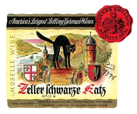 1970s 80s Zeller Schwarze Katz German Wine Bottle Label Black Cat EBay