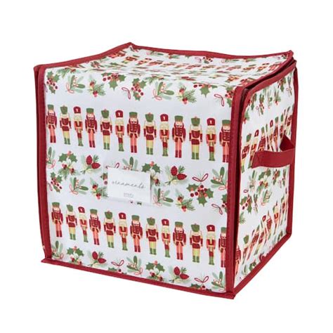 Laura Ashley Nutcracker Print Stackable Christmas Ornament Storage Box ...