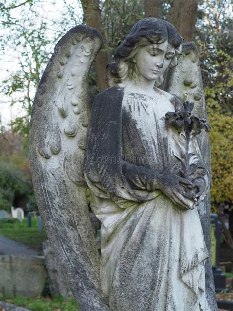 Angel Statue On Highgate Cemetery North London England Editorial