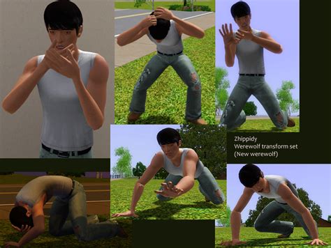 Zhippidy's Custom Poses for Sims 3: Werewolf transformation pose set