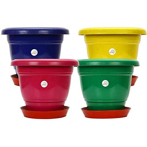 Kraft Seeds Kriti Kalash Round Plastic Pot With Plant Saucer Bottom