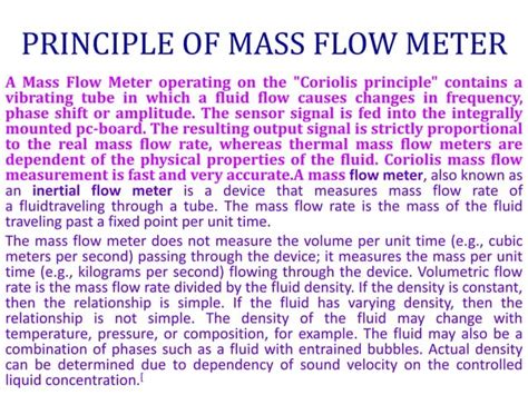 Principle Of Mass Flow Meter PPT