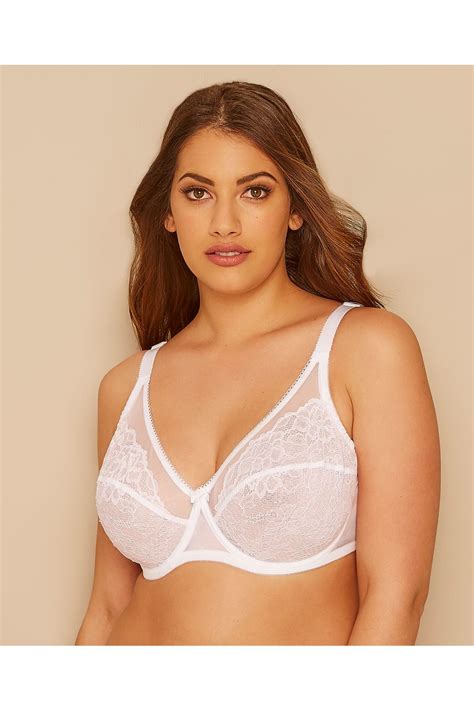 White Glamour Lace And Mesh Underwired Bra