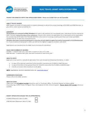 Fillable Online Bsac Org Bsac Travel Grant Application Form Fax Email