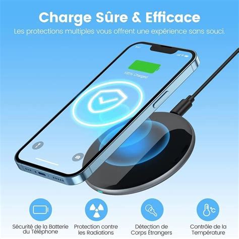 AGPTEK Chargeur sans Fil Rapide 15W Chargeur à Induction Qi Compatible