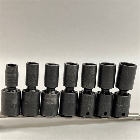 Snap On 7 Pc 38 Drive 6 Point Metric Flank Drive Semi Deep Impact Swivel Socket Set 207ipsfm