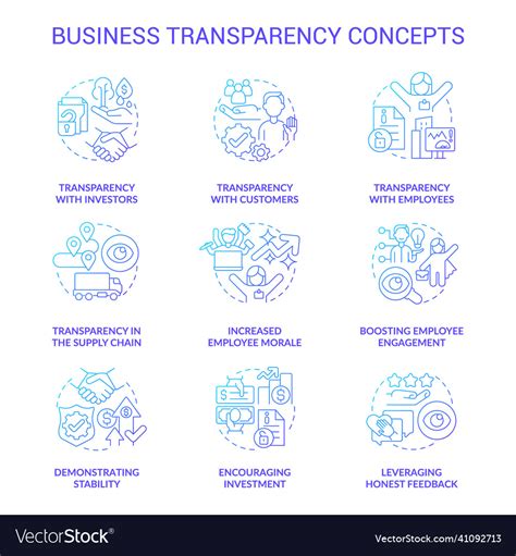 Business Transparency Blue Gradient Concept Icons Vector Image