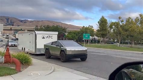 See Tesla Cybertruck Spotted Towing A Large Trailer