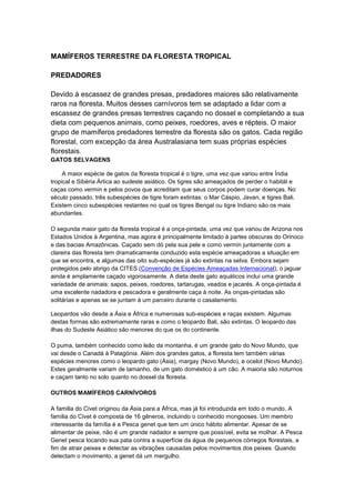 Mam Feros Terrestre Da Floresta Tropical Pdf