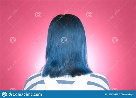 Woman With Bright Dyed Hair On Background Back View Stock Image