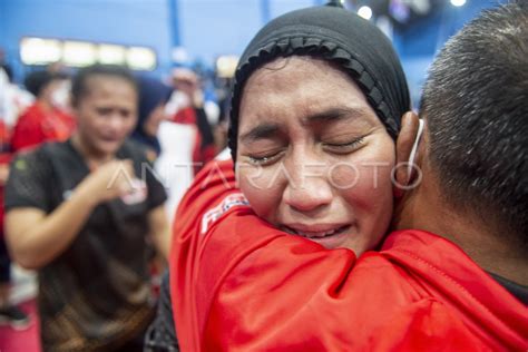 SEPAK TAKRAW PUTRI DKI JAKARTA GANDA BEREGU RAIH EMAS ANTARA Foto