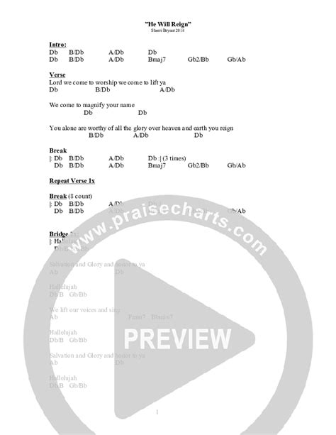 He Will Reign Chords PDF SoundsOfSunrise PraiseCharts