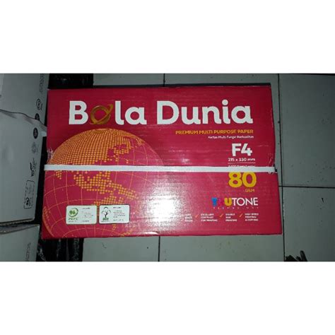 Jual Kertas Hvs F4 80 Gram Bola Dunia 1 Bok Isi 5rim Shopee Indonesia