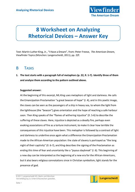 08b Worksheet On Rhetoric Answer Key1 Analysing Rhetorical Devices The American Dream © 2011