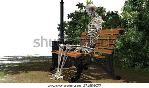 Skeleton Sitting On Park Bench Under Stock Illustration 271554077