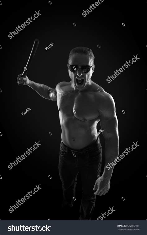 Blackandwhite Portrait Naked Torso Male Bodybuilder Stock Photo