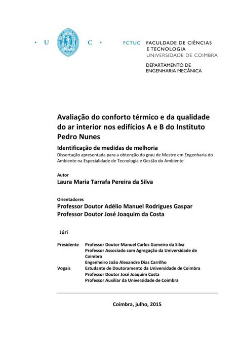 Pdf Avalia O Do Conforto T Rmico E Da Qualidade Do Ar Do