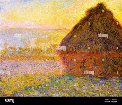 Claude Monet, Grainstack (Haystack) (Sunset), Impressionist painting ...