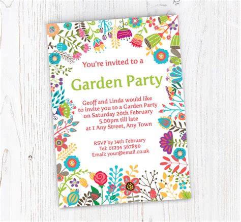 Garden Party Invitations Templates Free - Printable Word Searches