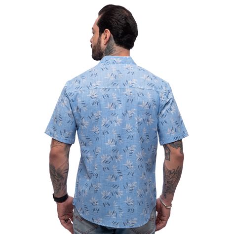 Camisa Floral Masculina Manga Curta Slim Fit Carnaval Praia Teodoro