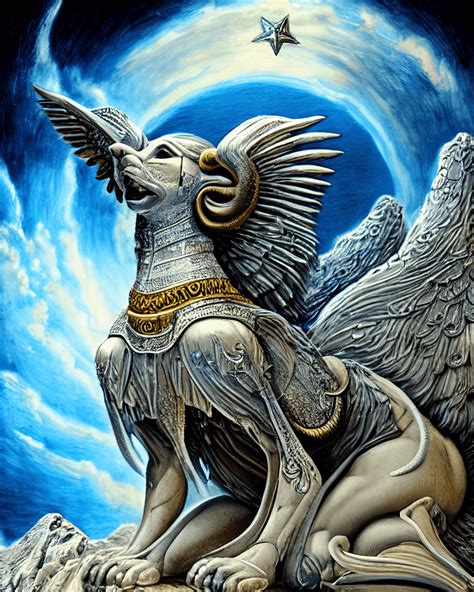 Mythological Sphinx Unique Sky Fantasy Cinematic Art · Creative Fabrica