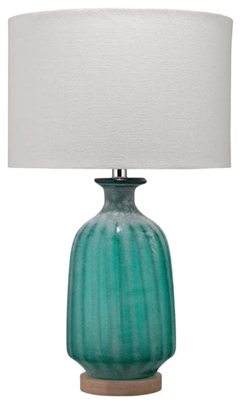 Caroline Frosted Aqua Glass Table Lamp Contemporary Table Lamps