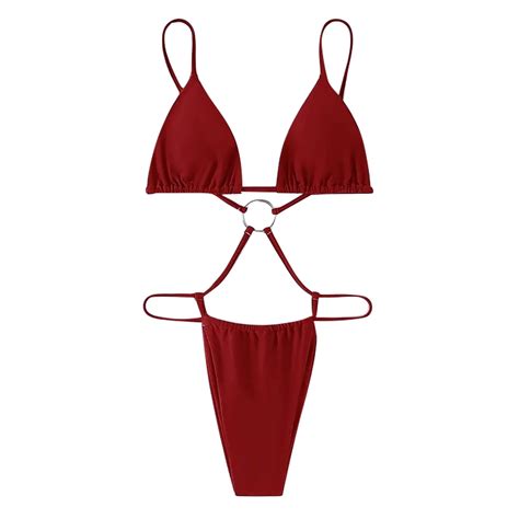 Summer Sexy Solid Color Bikini Sets Women Tie Side G String Thong