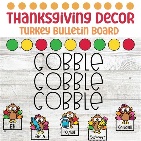 Thanksgiving Turkey Bulletin Board And Door Decor With Printable Name