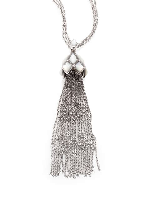 Lyst Stephen Webster Mother Of Pearl And Sterling Silver Tassel Necklace In Metallic