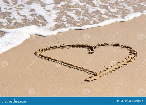 Heart Drawn In The Sand Stock Photo Image Of Love Coming