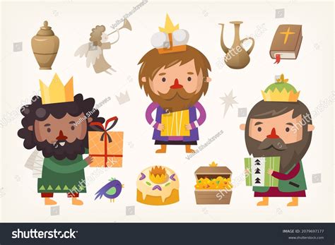 Three Kings Characters Gifts Epiphany Day Stock Vector (Royalty Free ...