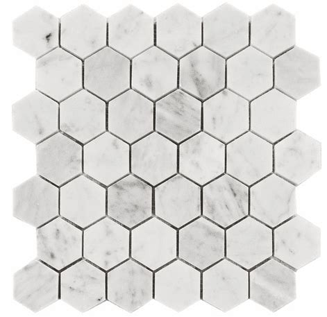 Carrara Carrera Venato Honed 2 Hexagon Polished Mosaic Tile