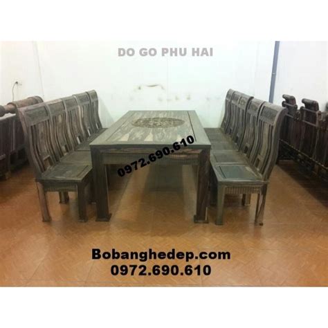 Bộ Bàn ăn đẹp 10 Ghế Gỗ Mun Do Go Dong Ky Ba77