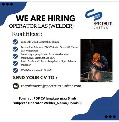 Lowongan Operator Las Welder Atmago