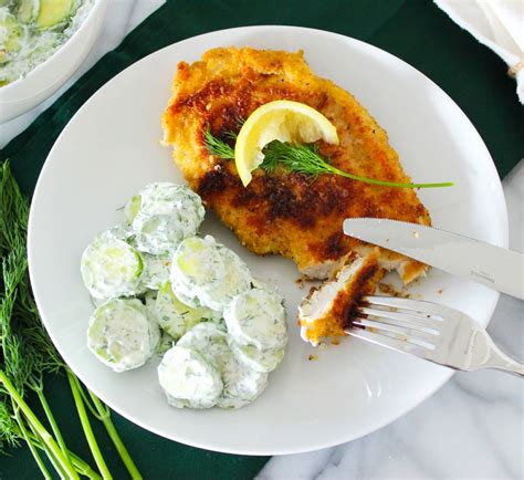 Chicken Schnitzel with German Cucumber Salad - #foodbyjonister