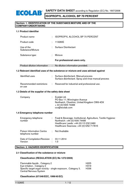 MATERIAL SAFETY DATA SHEET ISOPROPYL ALCOHOL 70 Atelier Yuwa Ciao Jp