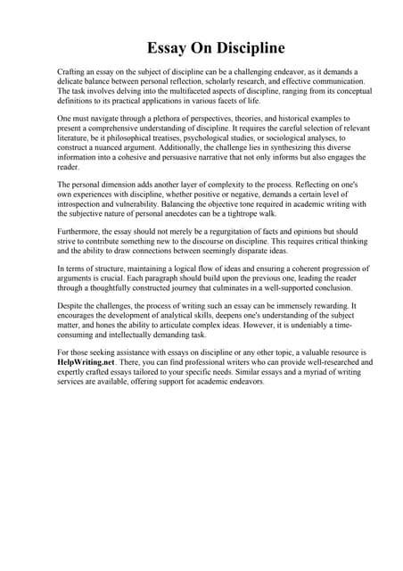 Essay On Discipline How To Write An Essay On Discipline English