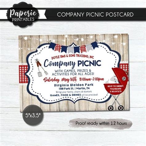 Company Picnic Postcard Company Picnic Invitation Company Etsy