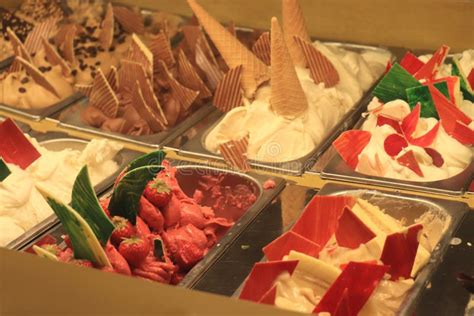 Assorted Ice Cream Flavors In Metal Tubs Stock Image Image Of Tastful