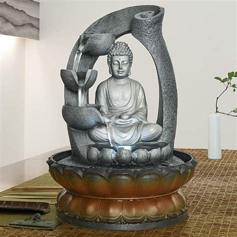 Peterivan Buddha Fountain 11in Buddha Tabletop Water Fountain For