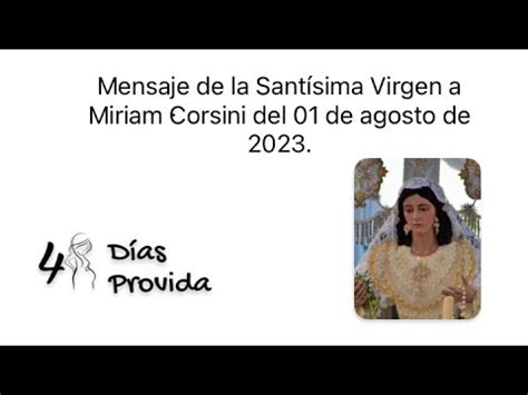 Mensaje De la Santísima Virgen a Miriam Corsini YouTube